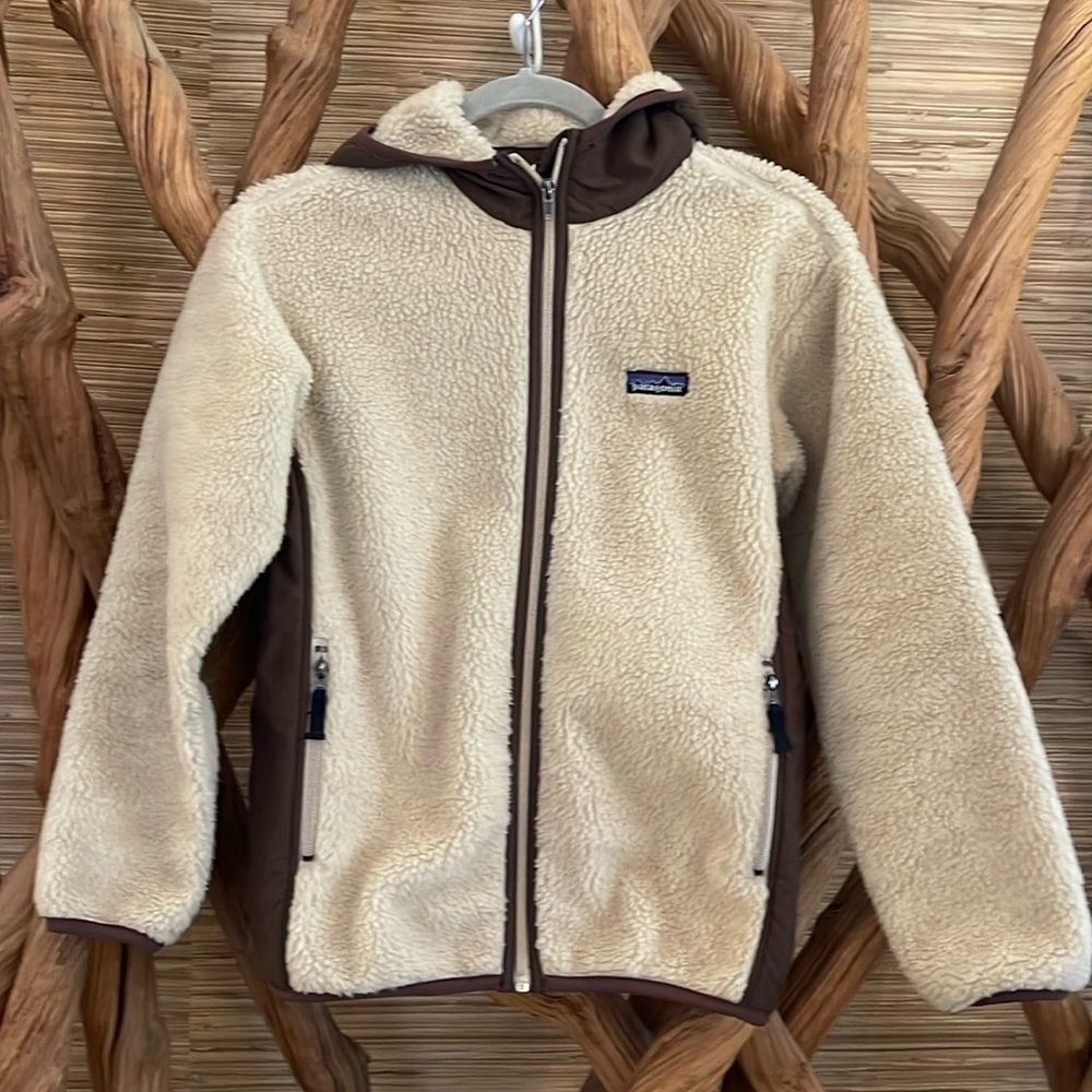Patagonia Sherpa jacket with Hood kids unisex L size 12 girls boys pockets
